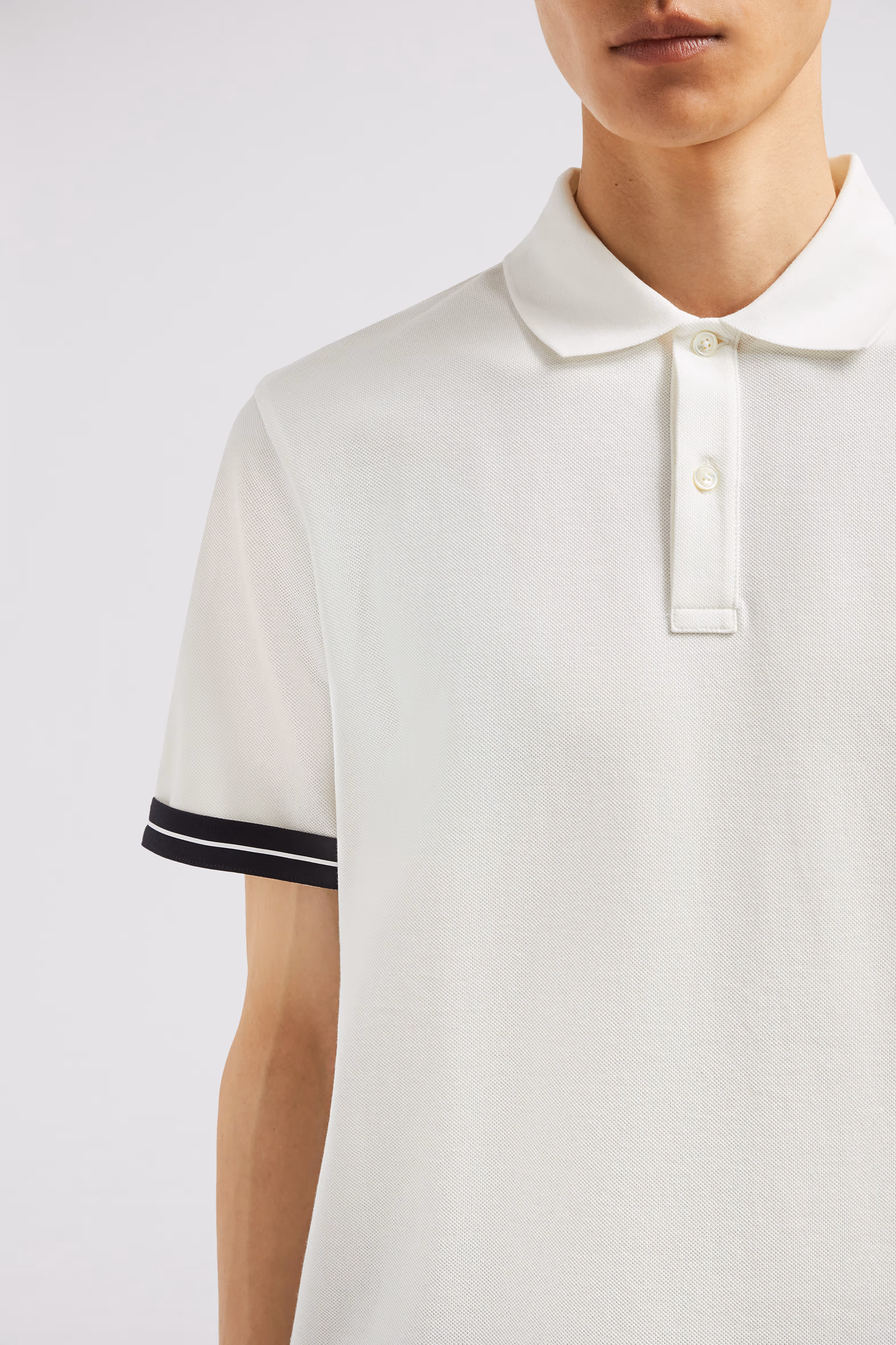 Logo Cotton Piquet Polo Shirt Men White Moncler 6